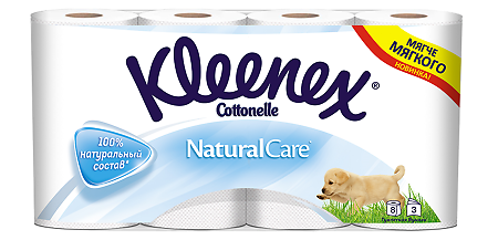 Kleenex Бумага туалетная Natural Care 3-х слойная белая 8 шт