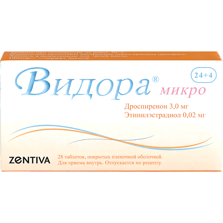 Видора микро таблетки покрыт.плен.об. 3 мг+0,02 мг 24+4 шт