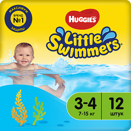 Huggies Трусики-подгузники для плавания р.3-4  7-15  кг 12 шт