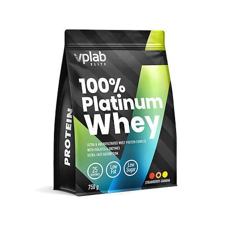 Vplab 100% Platinum Whey Протеин клубника-банан 750 г 1 шт