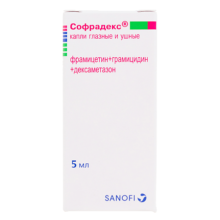 Софрадекс капли глазные и ушные 5 мл 1 шт