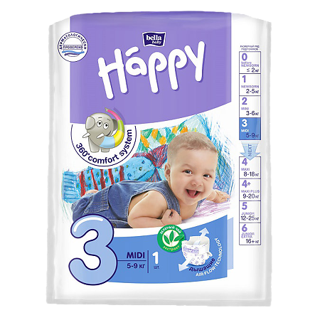 Bella Подгузники Baby Happy 3 midi 5-9 кг 1 шт