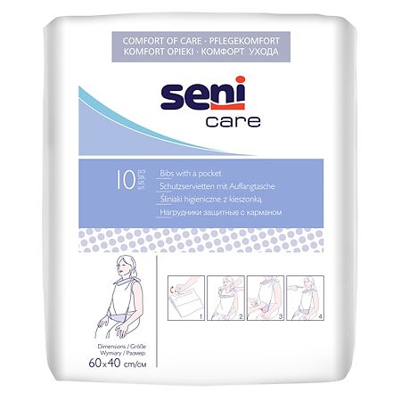 Seni Care Нагрудник одноразовый защитный с карманом 10 шт