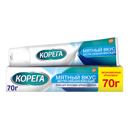 Корега Экстра сильный мятный, крем для фиксации зубных протезов 70 г 1 шт