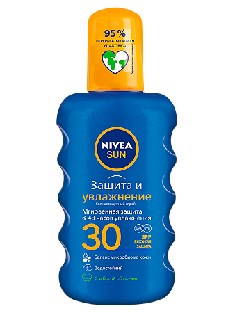 Nivea Sun Солнцезащитный спрей Защита и увлажнение SPF30 200 мл 1 шт