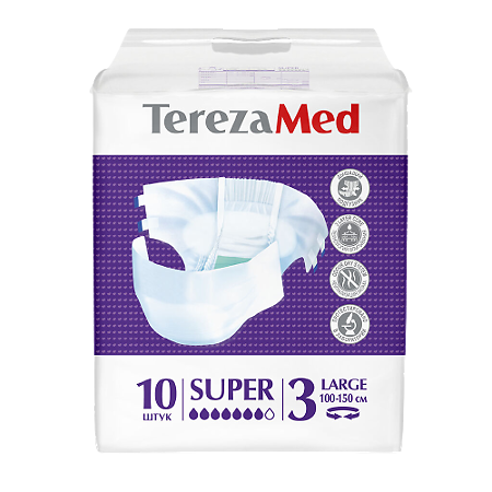 TerezaMed Подгузники для взрослых Super Large (№3) 10 шт