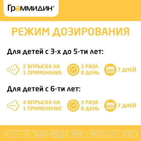 Граммидин детский спрей для местного применения 0,03мг+0,1мг/доза 112 доз 1 шт