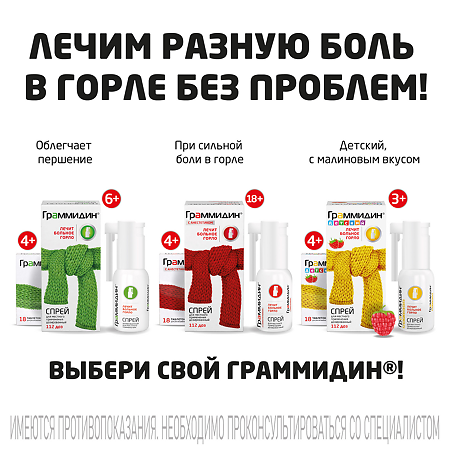 Граммидин детский спрей для местного применения 0,03мг+0,1мг/доза 112 доз 1 шт