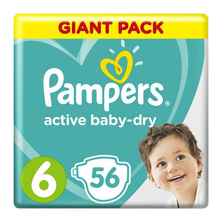 Подгузники Памперс (Pampers) Active Baby-Dry 13-18 кг р.6 56 шт