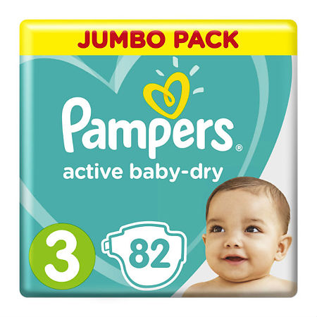 Подгузники Памперс (Pampers) Active Baby-Dry 6-10 кг р.3 82 шт.