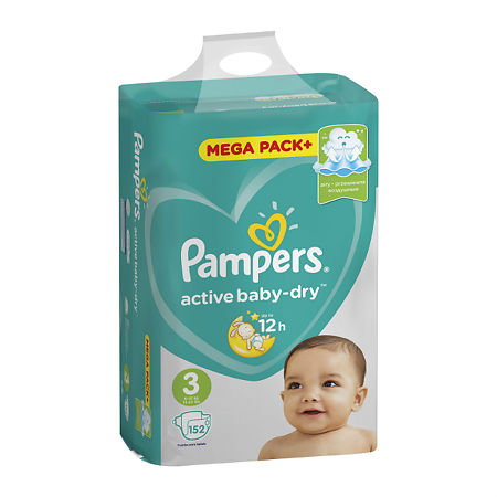 Подгузники Памперс (Pampers) Active Baby-Dry 6-10 кг р.3 152 шт.