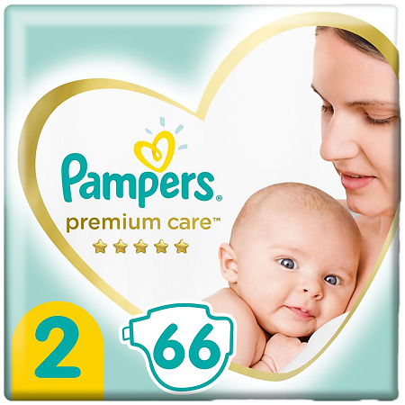 Подгузники Памперс (Pampers) Premium Care 4-8 кг р.2 66 шт