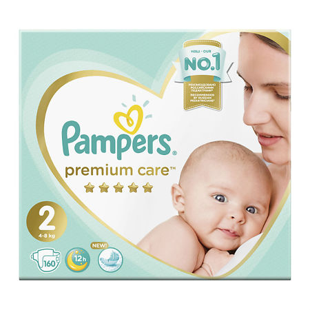 Подгузники Памперс (Pampers) Premium Care 4-8 кг р.2 160 шт.