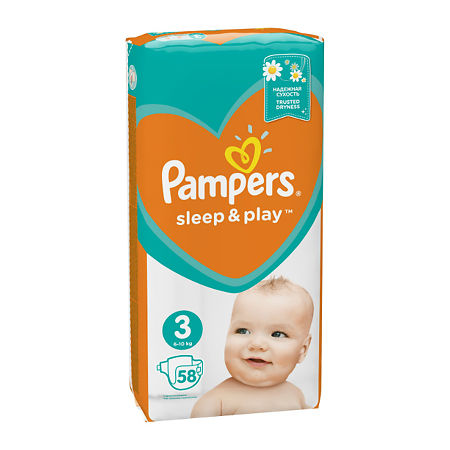 Подгузники Памперс (Pampers) Sleep & Play 6-10 кг р.3 58 шт.