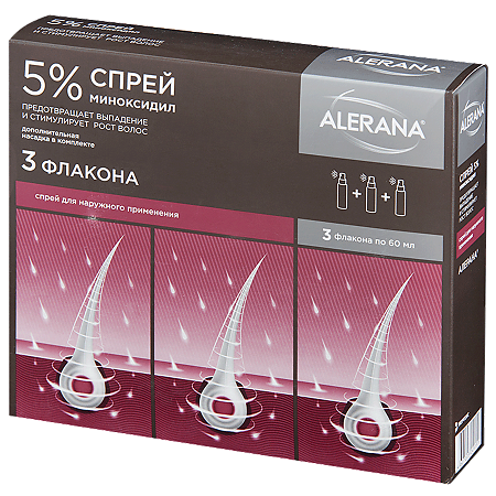 Алерана спрей для наружного применения 5 % 60 мл 3 шт