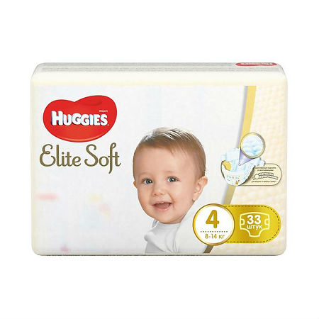 Huggies Подгузники Elite Soft 4 8-14 кг 33 шт