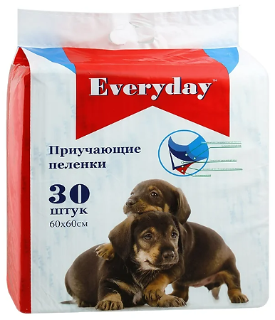 Everday Пеленки впитывающие гелевые для животных 60х60 см 30 шт