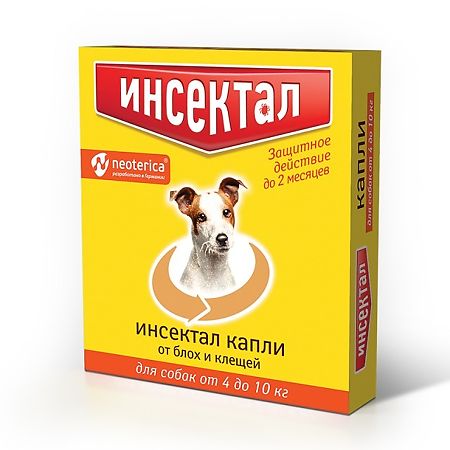 Инсектал капли от блох и клещей для собак от 4 до 10 кг пипетка (ВЕТ) 0,8 мл 1 шт