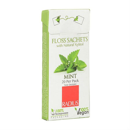 Radius Floss Нить зубная Sachets Vegan Xylitol Mint со вкусом мяты в пакетиках 20 шт