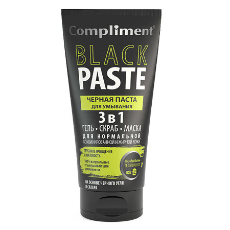 Compliment Black Paste Черная паста для умывания 3 в 1 (гель, скраб, маска) 165 мл 1 шт