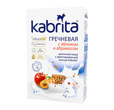 Kabrita Каша гречневая на козьем молочке с яблоком и абрикосом с 5 месяцев 180 г 1 шт