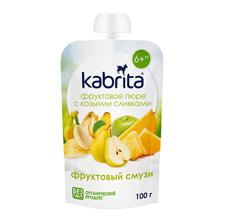 Kabrita Пюре фруктовое с козьими сливками Фруктовый Смузи 100 г 1 шт