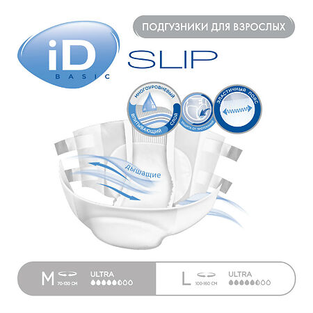 Подгузники для взрослых iD Slip Basic M 10 шт