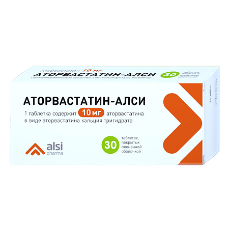 Аторвастатин-АЛСИ таблетки покрыт.плен.об. 10 мг 30 шт