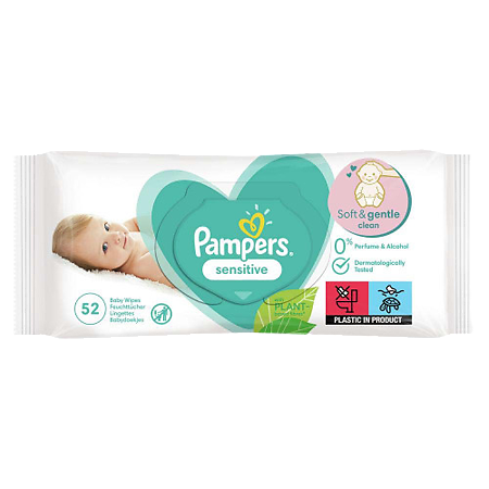 Салфетки влажные Памперс (Pampers) детские Sensitive 52 шт