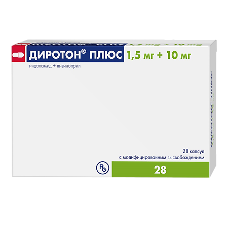 Диротон Плюс капсулы с модифицированным высвобождением 1,5 мг+10 мг 28 шт