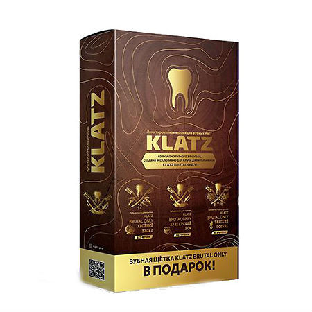 Klatz Brutal Only Набор Терпкий коньяк +Убойный виски+Бунтарский ром+ зубная щетка для взрослых жесткая 1 уп