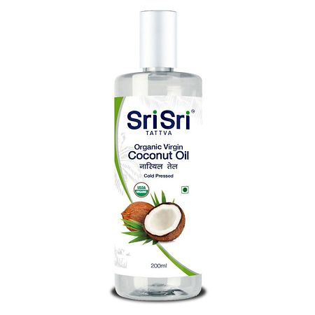 SriSri Tattva Масло кокосовое первого холодного отжима, органическое Organic Virgin Coconut Oil 200 мл 1 шт