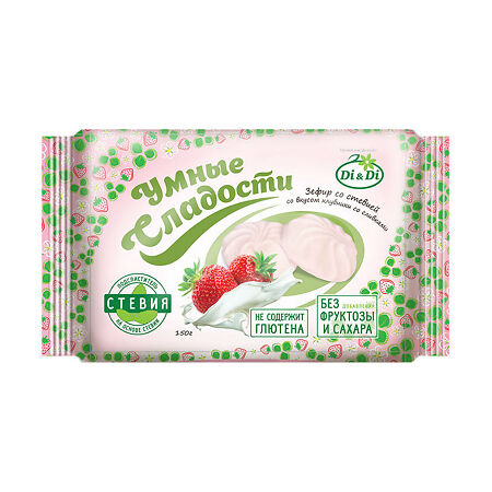 Умные сладости Зефир со стевией со вкусом клубники со сливками 150 г 1 шт