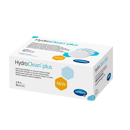 Повязка ГидроКлин плюс/HydroClean plus активная с р-ром Рингера с ПГМБ круглые 4 см 10 шт