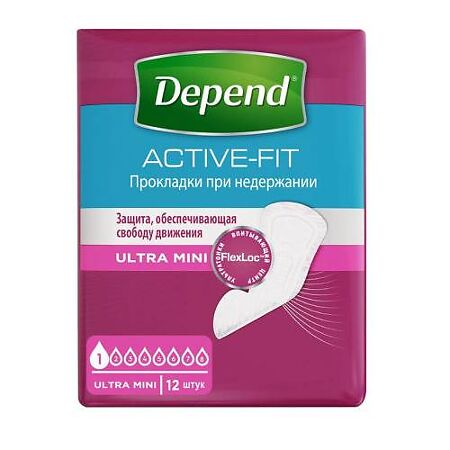 Depend Ultra Mini прокладки при недержании женские 12 шт