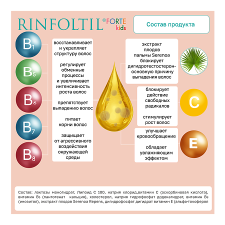 Ринфолтил кидс форте Сыворотка гипоаллергенная с липосомами по уходу за волосами для детей 160 мг фл 30 шт