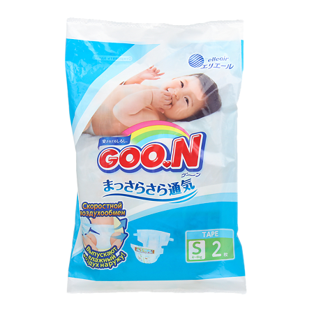 Гун (Goon) Подгузники S 4-8 кг Travel pack 2 шт