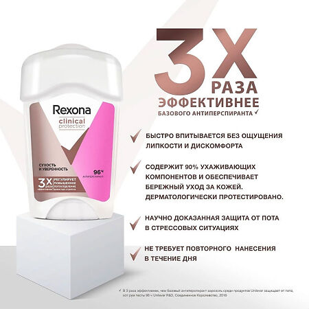 Rexona Clinical Protection Антиперспирант-крем сухость и уверенность 45 мл 1 шт