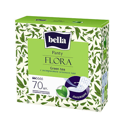 Bella Прокладки Panty Flora Green tea гигиенические ежедневные с экстрактом зеленого чая 70 шт