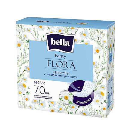 Bella Прокладки Panty Flora Camomile гигиенические ежедневные с экстрактом ромашки 70 шт