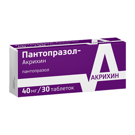 Пантопразол-Акрихин таблетки кишечнорастворимые покрыт.плен.об. 40 мг 30 шт