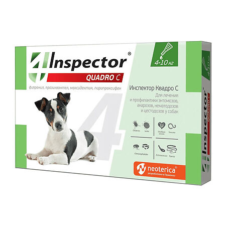 Inspector Quadro C Капли на холку для собак 4-10 кг пипетка 1 шт