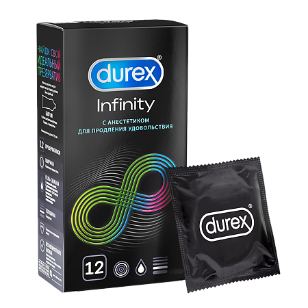 Презервативы Durex Infinity гладкие с анестетиком 12 шт