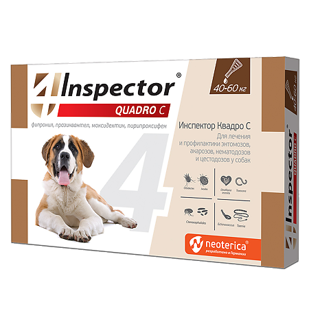 Inspector Quadro Капли на холку для собак 40-60 кг пипетка 1 шт