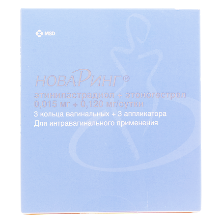 НоваРинг кольца вагинальные 0.015 мг+0.120 мг/сутки с аппликатором 3 шт