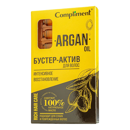 Compliment Rich Hair Care Бустер-актив для волос Интенсивное восстановление Argan Oil ампулы 5 мл 8 шт