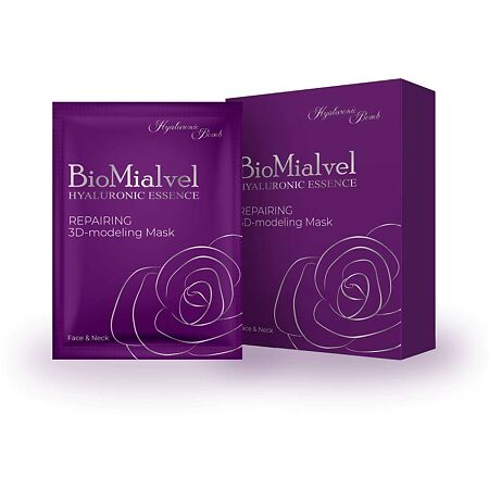 BioMialvel Essence Repairing 3D-modeling Mask Восстанавливающая маска для лица и шеи с гиалуроновой кислотой саше 1 шт