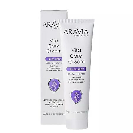 Aravia Professional Вита-крем для рук и ногтей защитный Vita Care Cream с пребиотиками и ниацинамидом 100 мл 1 шт