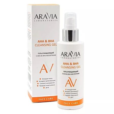 Aravia Laboratories Гель очищающий с АНА и ВНА кислотами AHA&BHA Cleansing Gel 150 мл 1 шт