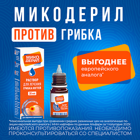 Микодерил раствор для наружного применения 1 % 30 мл 1 шт